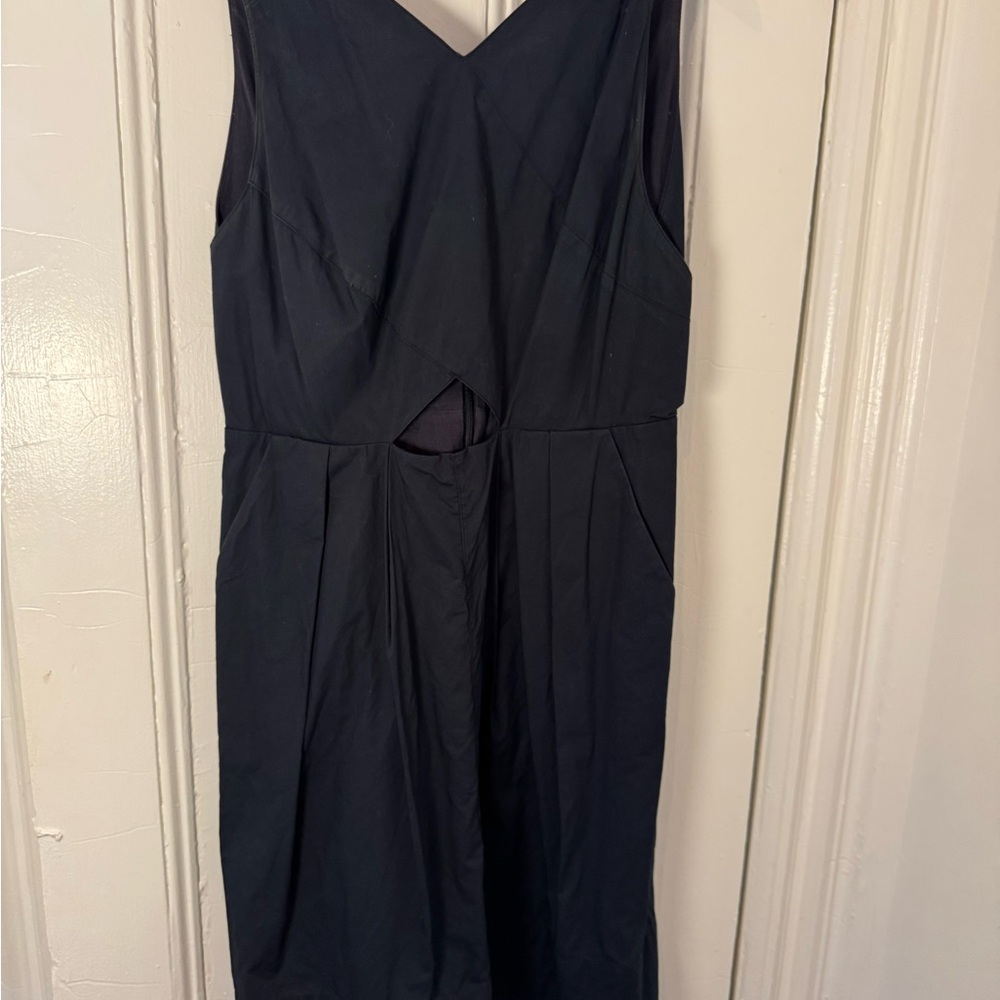 Madewell Black Midi Dress with Front Cutout